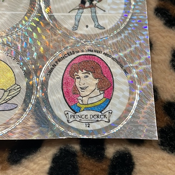 1995 POPEYE SWAN PRINCESS 👑Prism Stickers Sheet 90s Holographic Cartoon Vintage - Picture 5 of 17